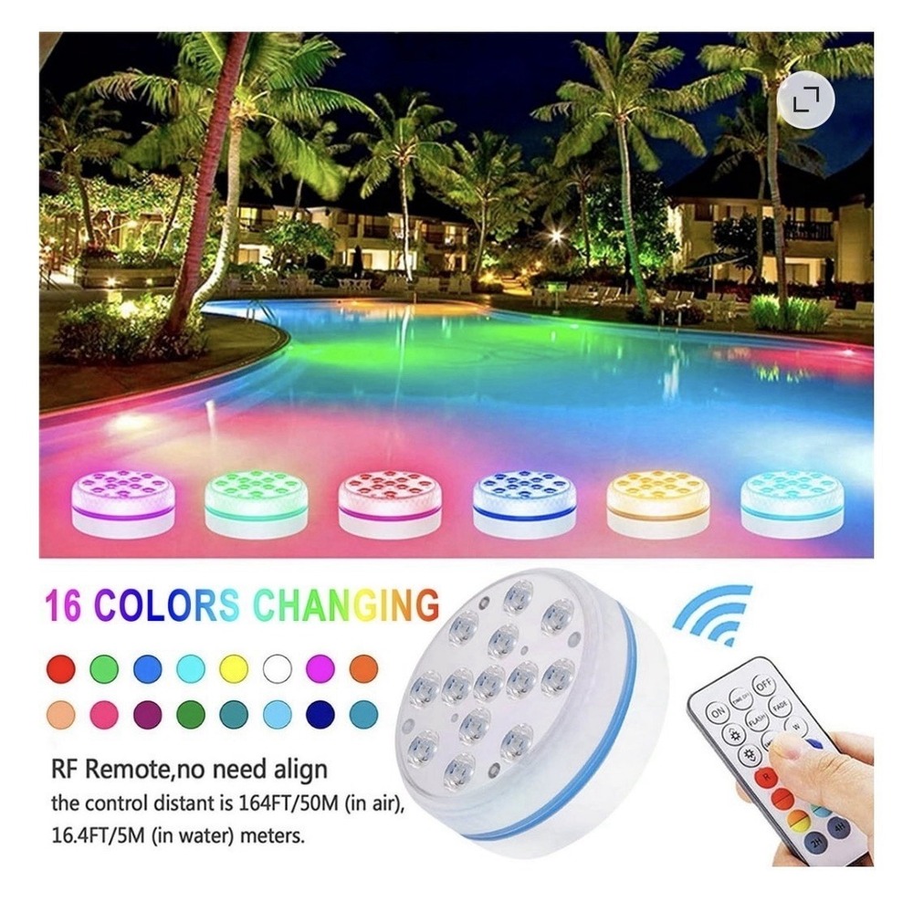 Submersible Led 3 Pack 12 Light Multi Color Remote Pool Waterproof New No Box